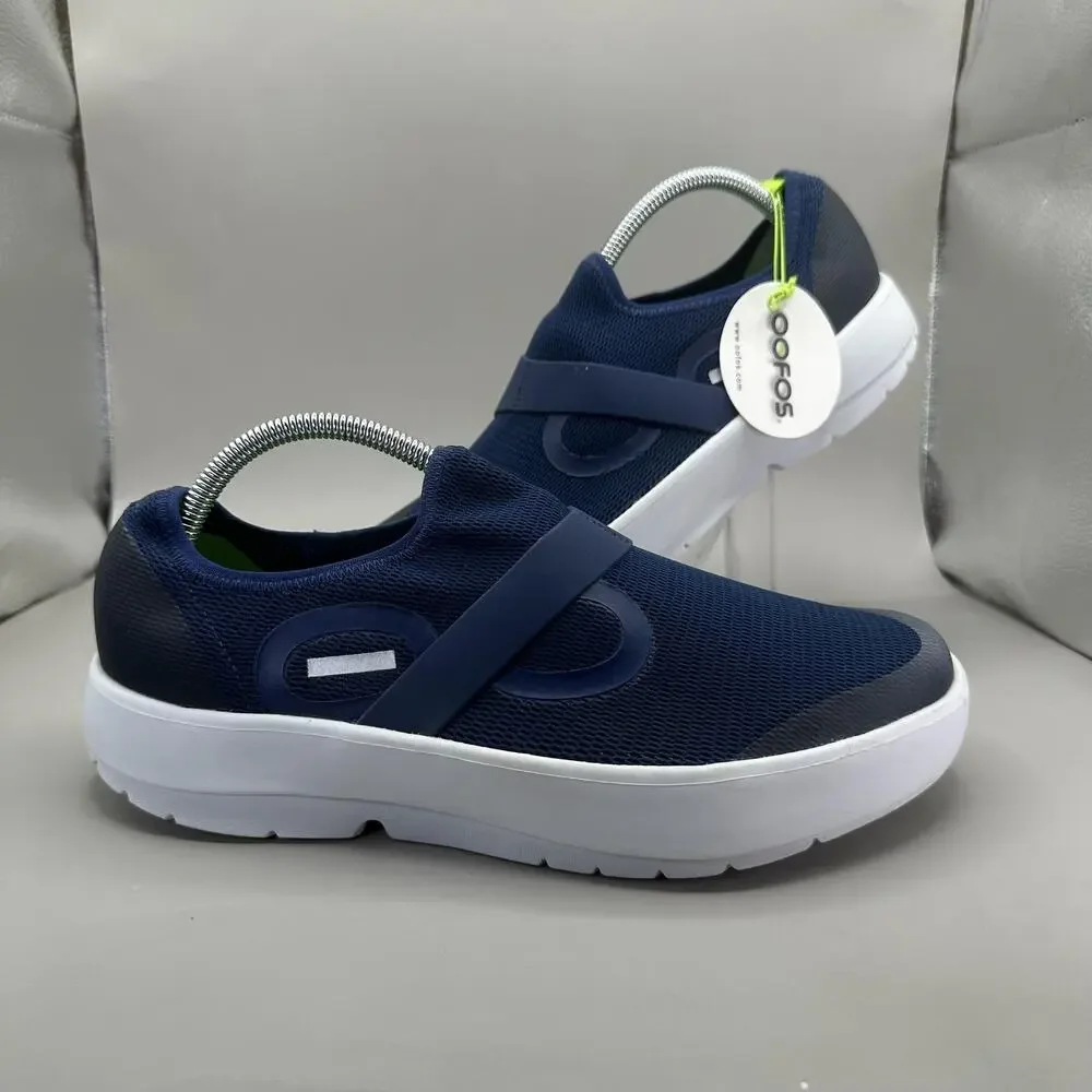 OOFOS OOmg Low Mesh Shoes Mens Size 10.5 Navy Blue Recovery Slip On Comfort